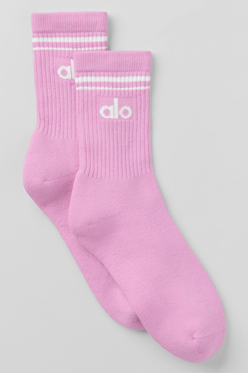 Unisex Half-Crew Throwback Sock - Candy Heart Pink/White
