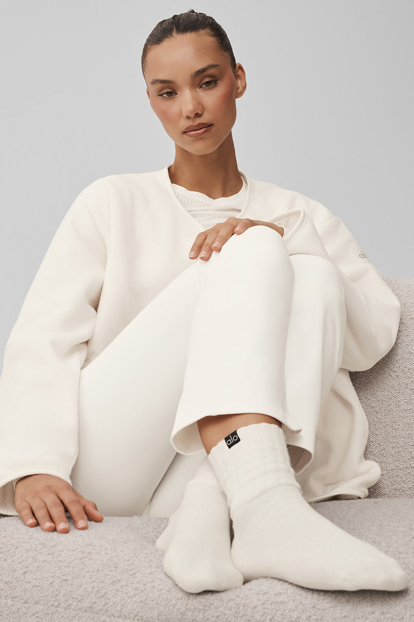 Unisex Half-Crew Scrunch Sock - Ivory