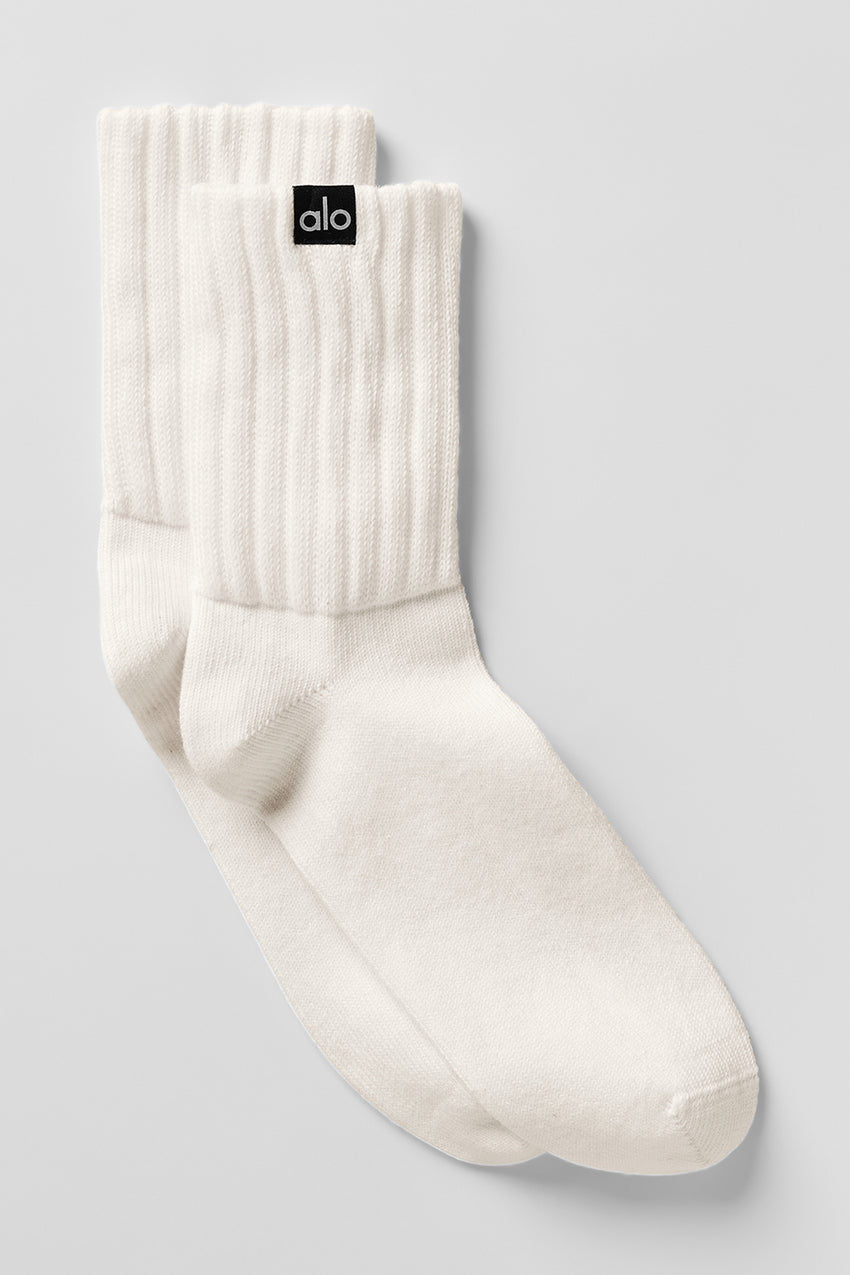 Unisex Half-Crew Scrunch Sock - Ivory