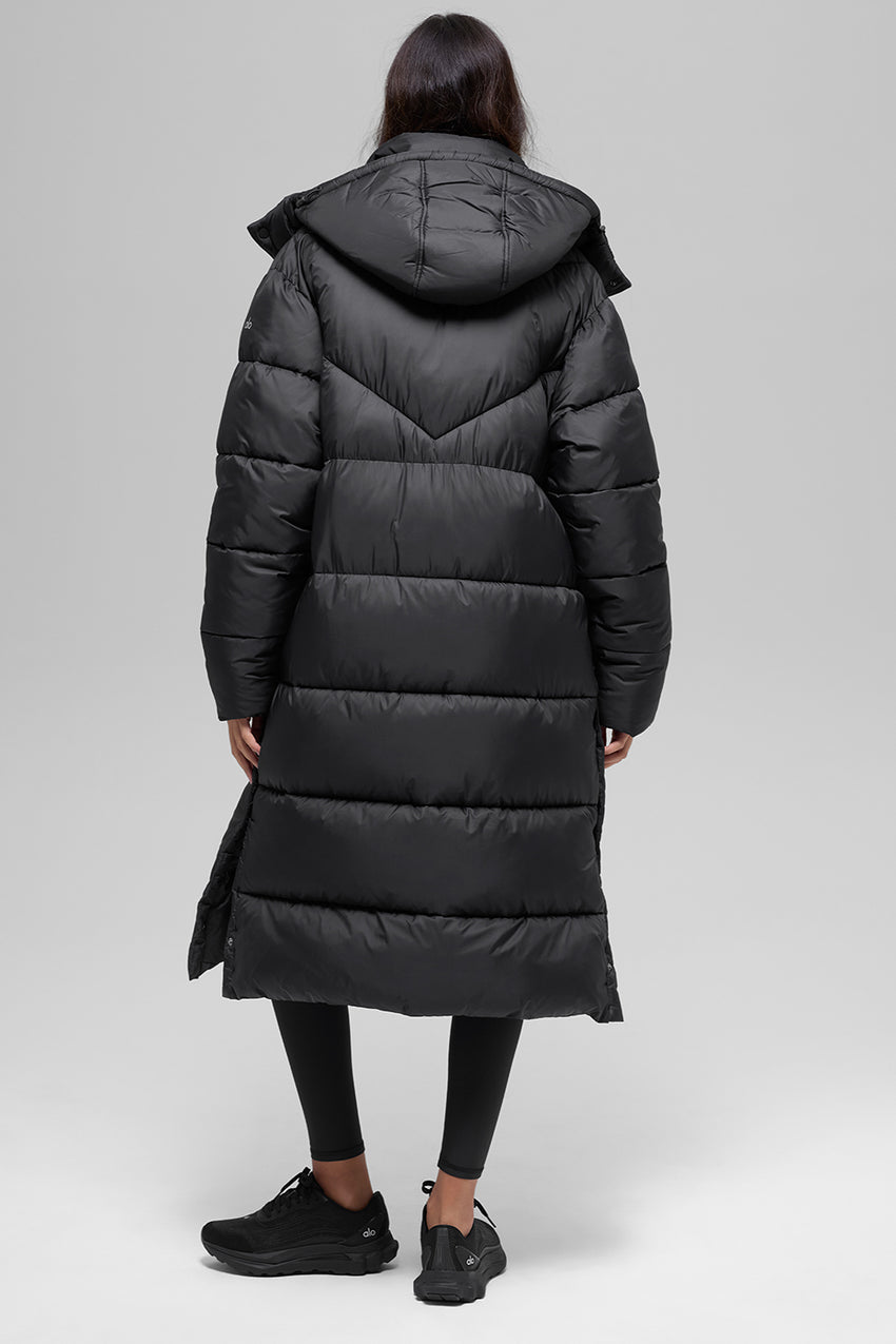 Gold Rush Puffer Trench - Black