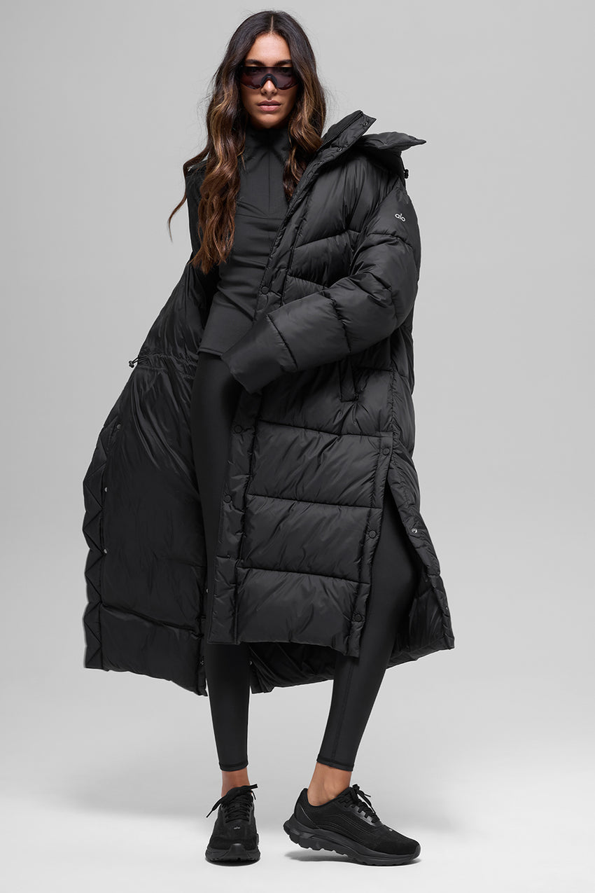 Gold Rush Puffer Trench - Black