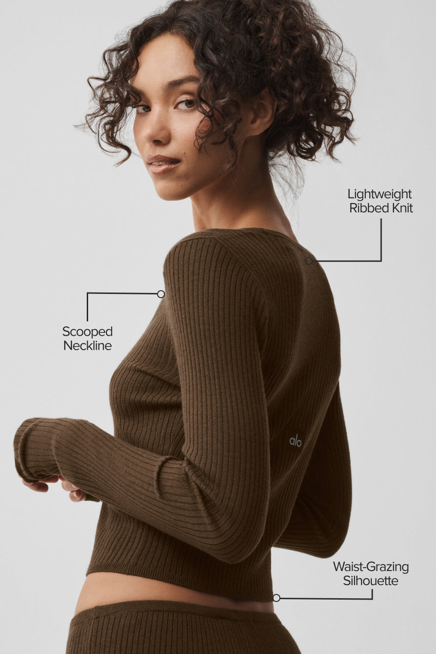 Sweater Knit Unwind Long Sleeve - Espresso