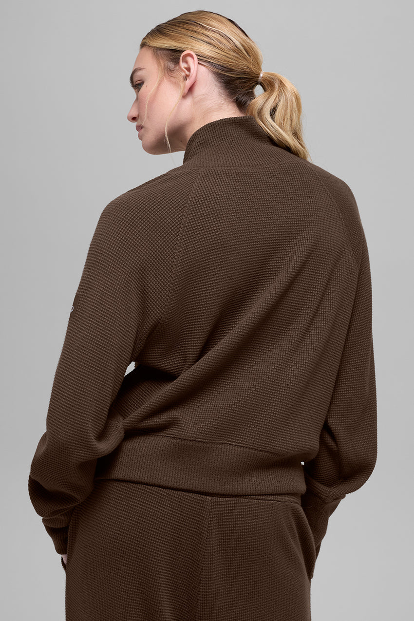 Waffle Weekend Escape Mock Neck Long Sleeve - Espresso
