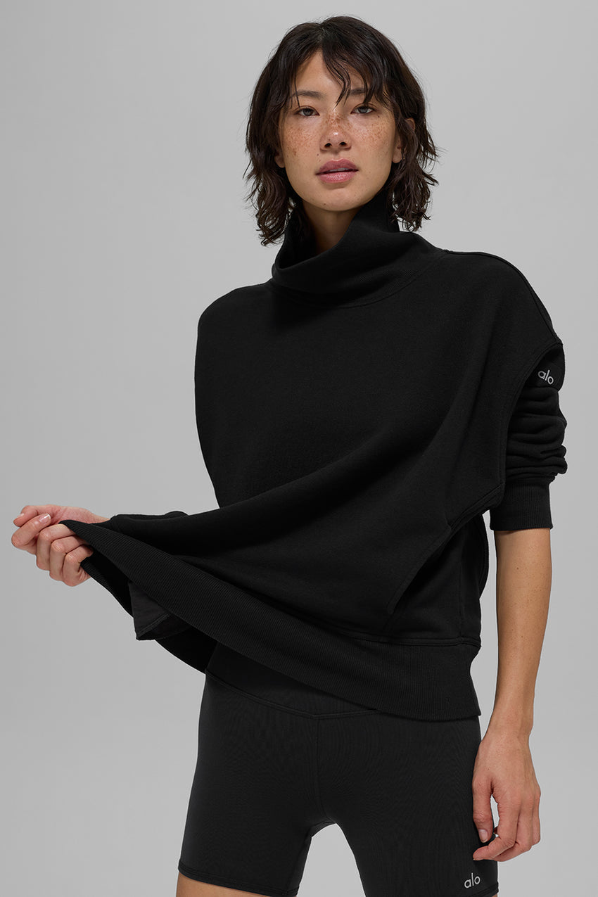 Hazy Mock Neck Pullover - Black