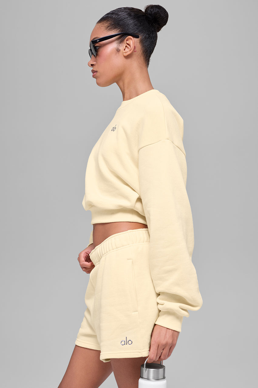 Cropped Accolade Crewneck - Candlelight Yellow