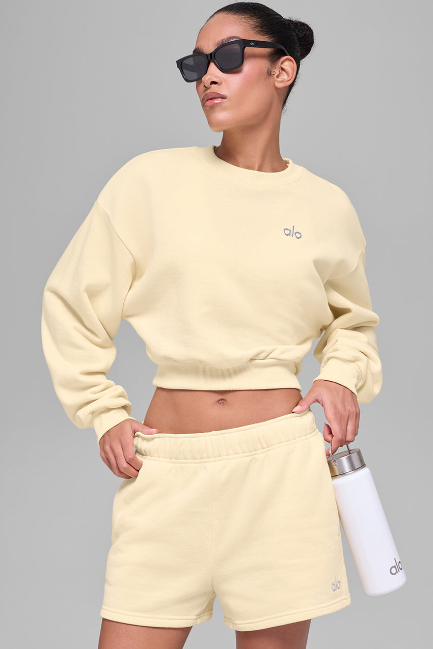 Cropped Accolade Crewneck - Candlelight Yellow