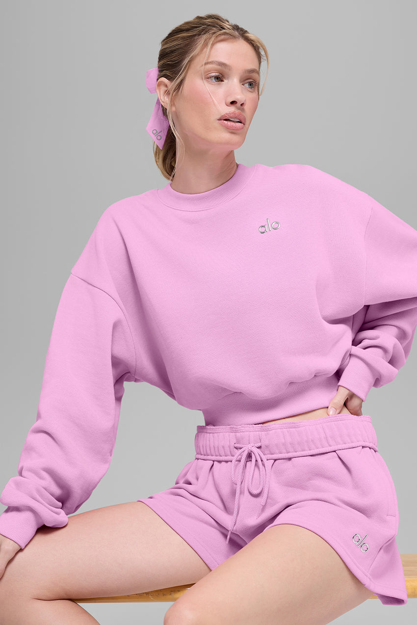 Cropped Accolade Crewneck - Candy Heart Pink
