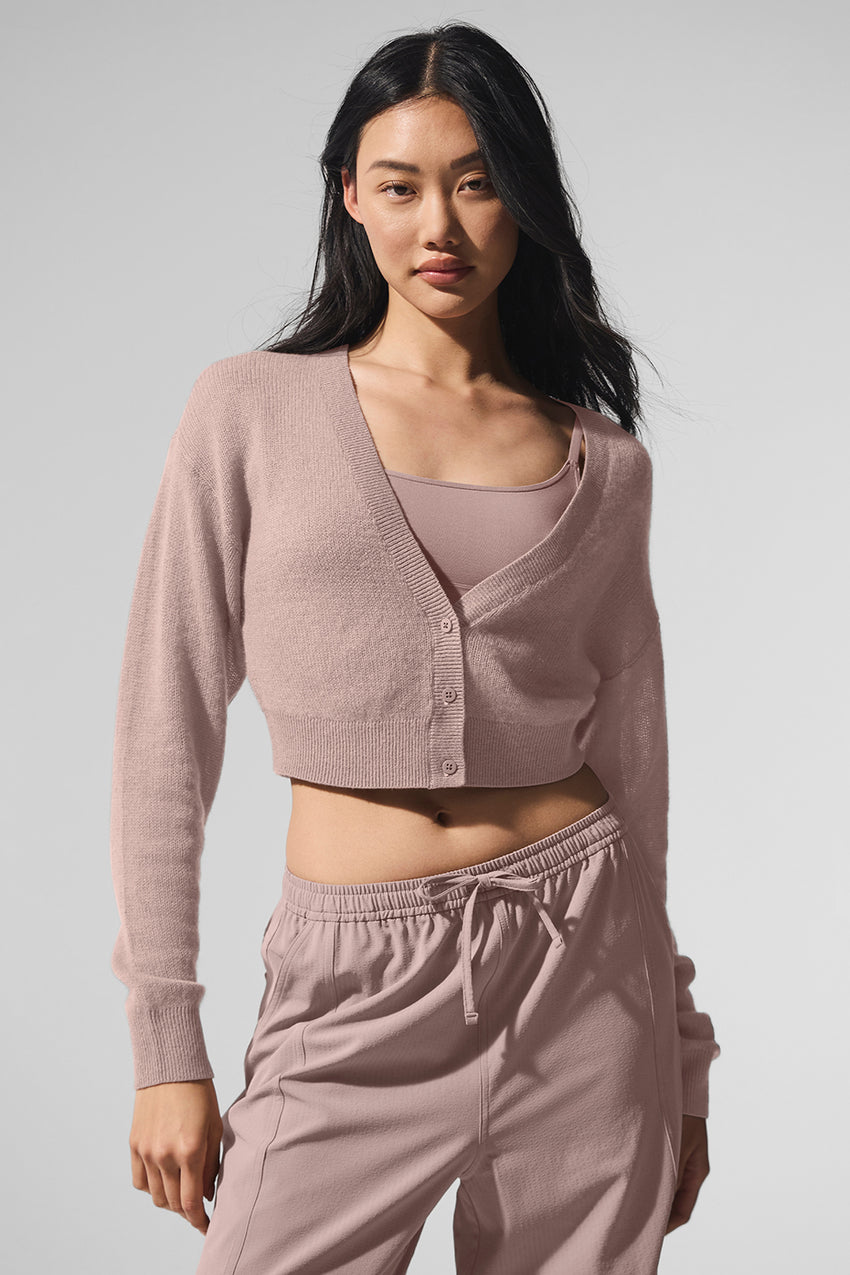 Sheer Cashmere Cropped Cardigan - Taupe