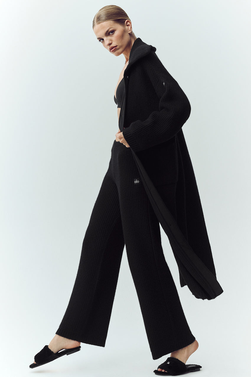Cashmere Northstar Long Cardigan - Black