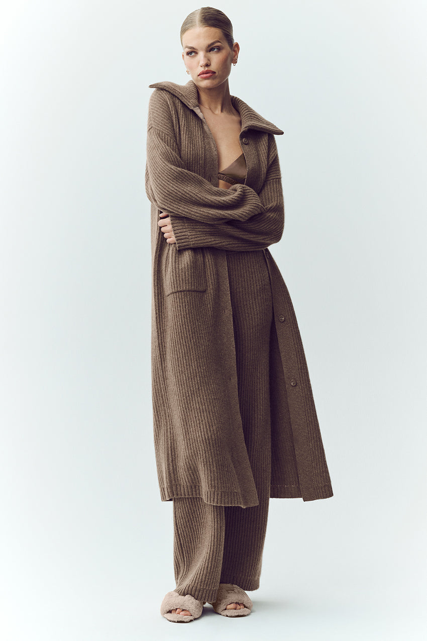 Cashmere Northstar Long Cardigan - Alpine Cocoa Heather