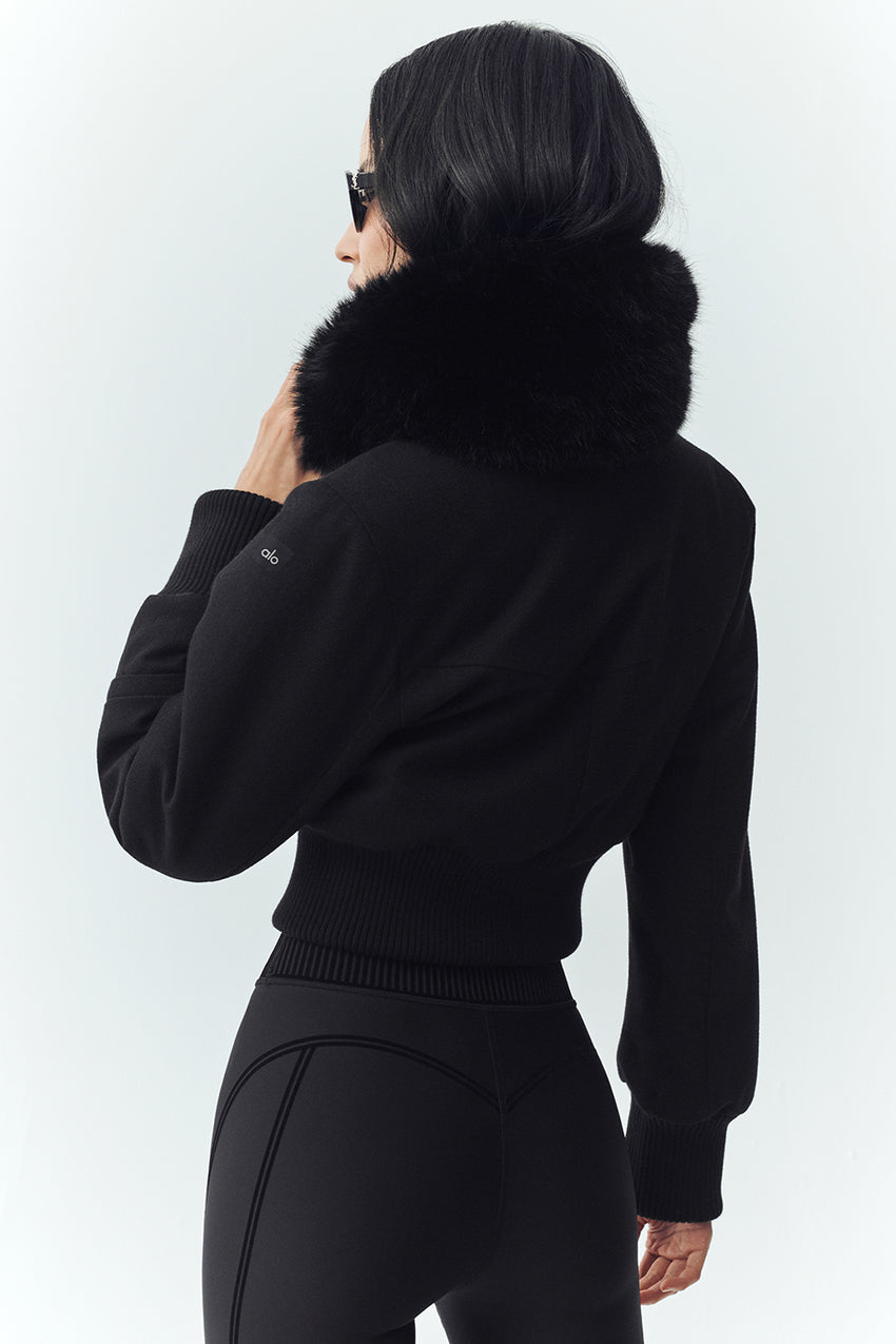 Wool Blend Bunny Slope Jacket - Black