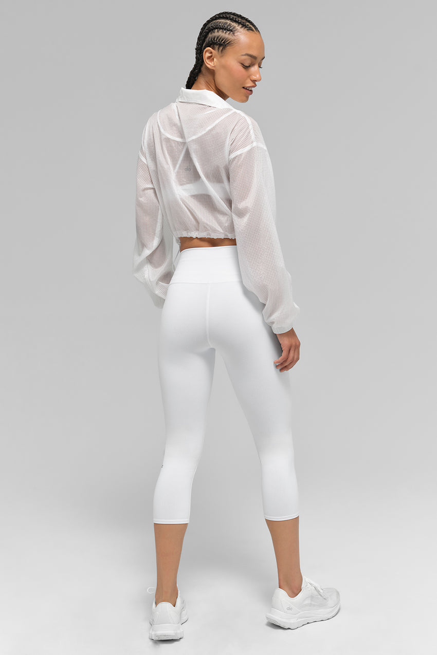 High-Waist Airbrush Capri - White