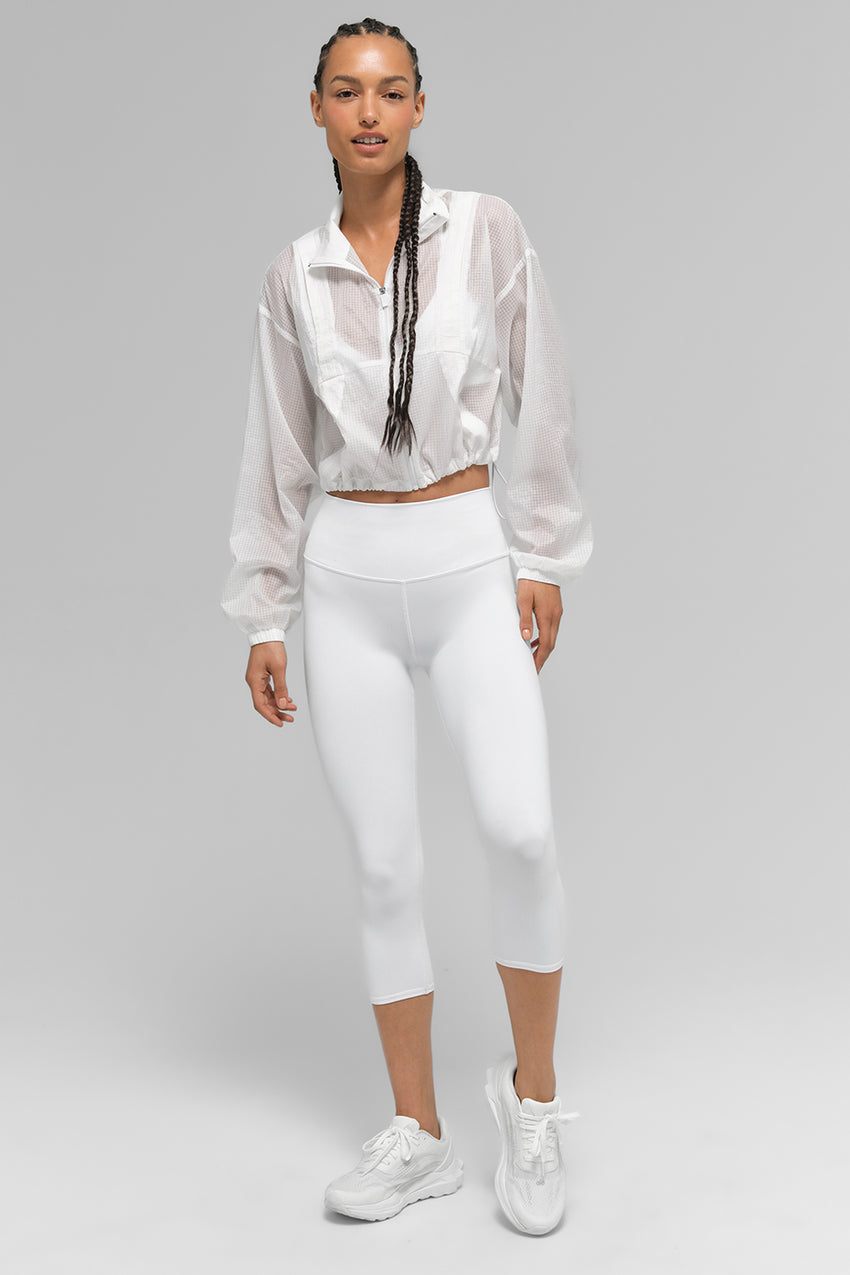 High-Waist Airbrush Capri - White